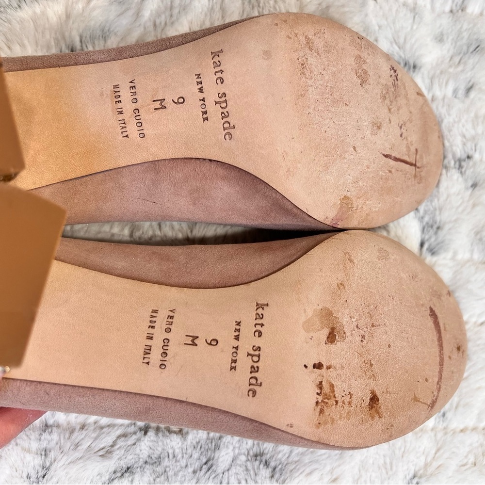 Kate Spade Anastasia Demi Rose Suede Gold Glitter Pumps Sz-9 - Picture 9 of 11